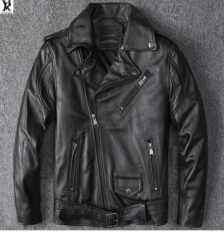rungrvolee轻奢品牌骑行头层牛皮真皮皮衣男短款修身机车服皮夹克帅气