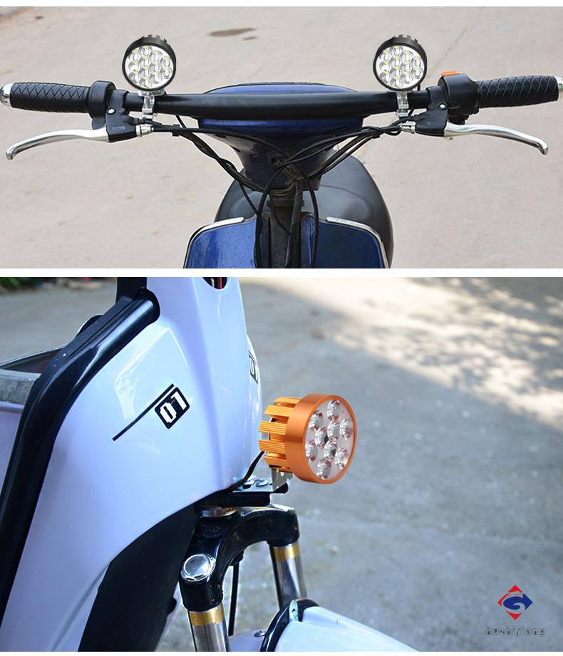 适用于电动车灯摩托车灯改装外置超亮汽车led灯自行车三轮电瓶车大灯