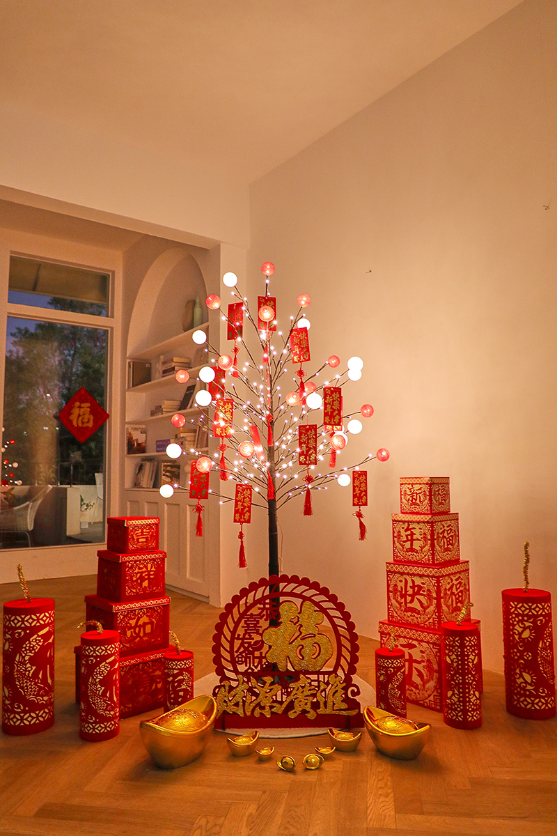 森尼senni新年装饰品红包树灯商场元旦喜庆场景布置过年春节家用客厅