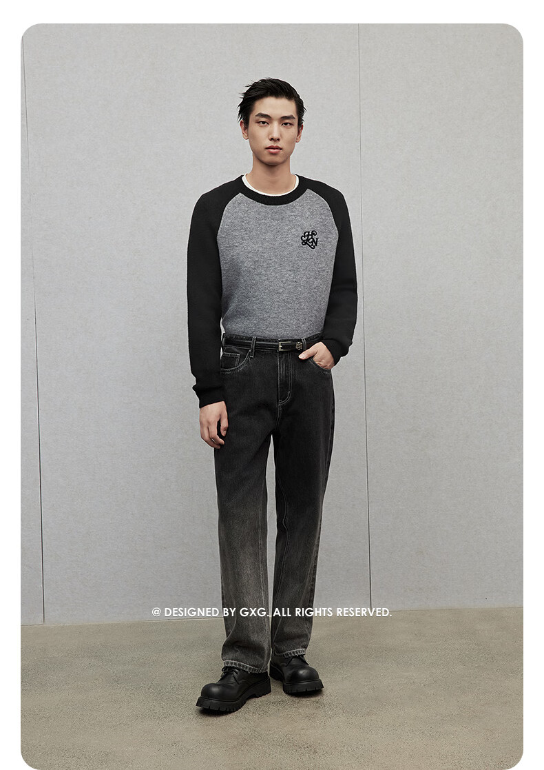GXG Men's Knit Sweater, Commuter Style, New for Winter 2024, Black + Gray, Size 180/XL 10
