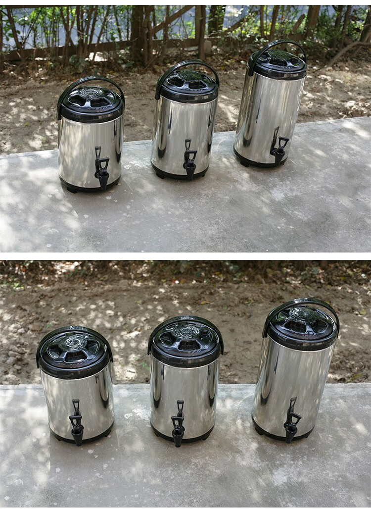 不锈钢商用大容量奶茶桶水龙头双层冷热奶茶店保温桶果汁豆浆茶桶8l