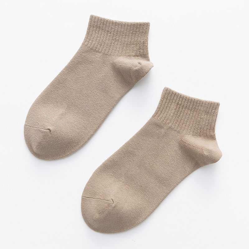 袜子女短袜潮网红款可爱日系纯色棉袜春秋冬季款女士中筒袜 5双装橙色