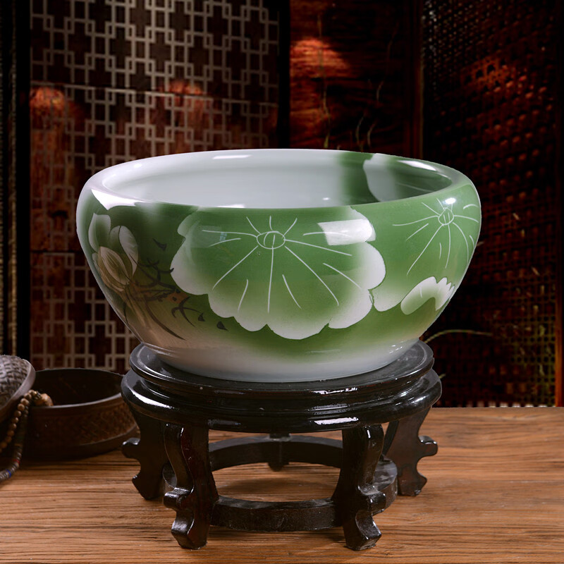 盆客厅户外小型水缸古法养鱼家用腊梅小号直径24cm高12cm裸缸无赠品