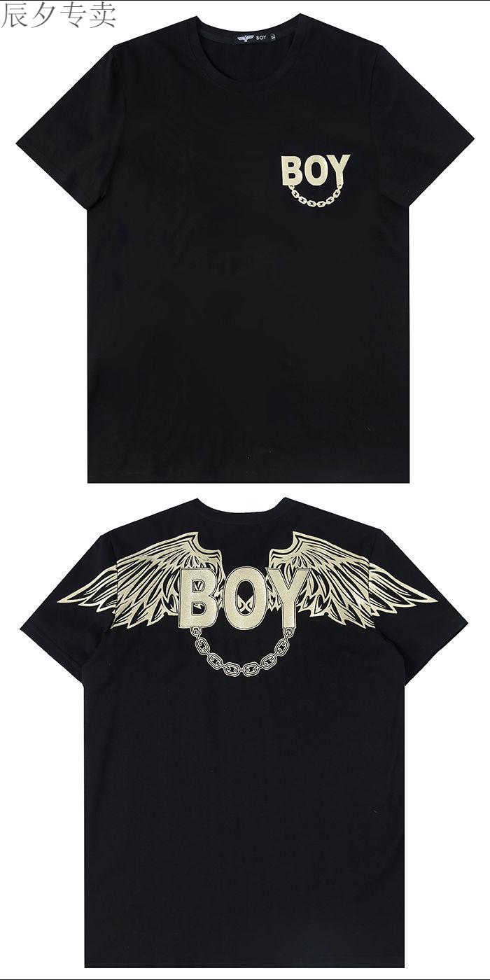centuryboy夏季潮牌短袖t恤男女情侣款烫金老鹰翅膀潮流纯棉帅气半袖