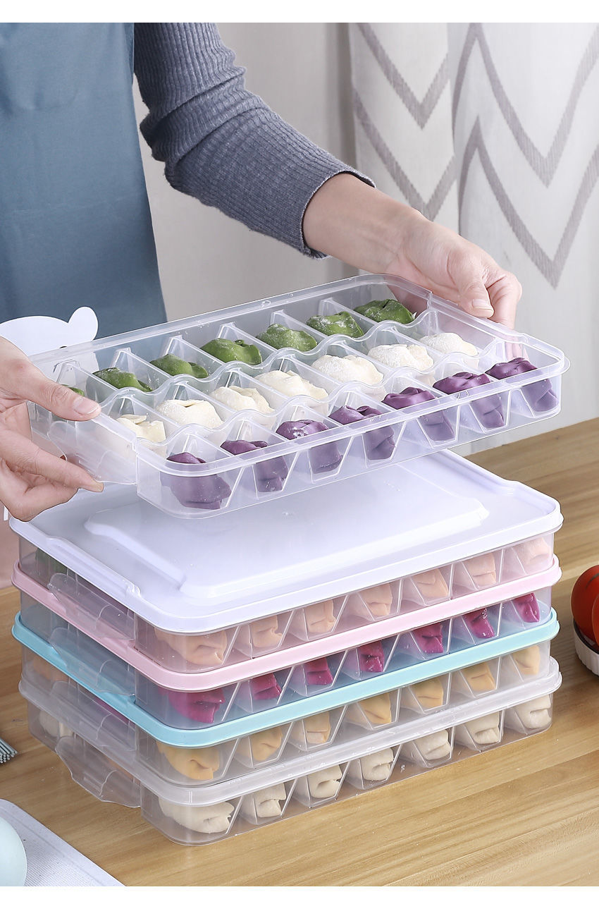 饺子盒厨房小冰箱保鲜盒多层速冻饺子收纳盒家用托盘鸡蛋盒水饺盒北欧
