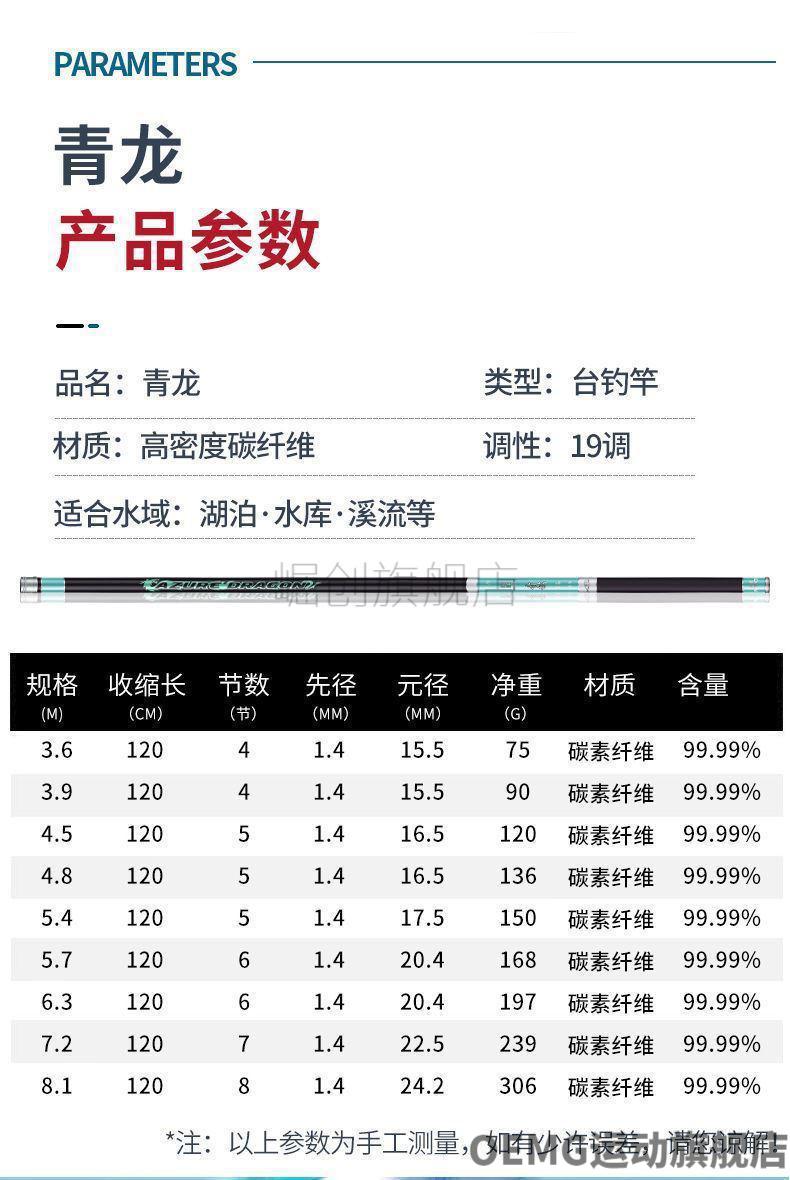 oemg2022新品明伦钓具官方青龙鱼竿碳素名伦青龙6h19调台钓竿长节杆