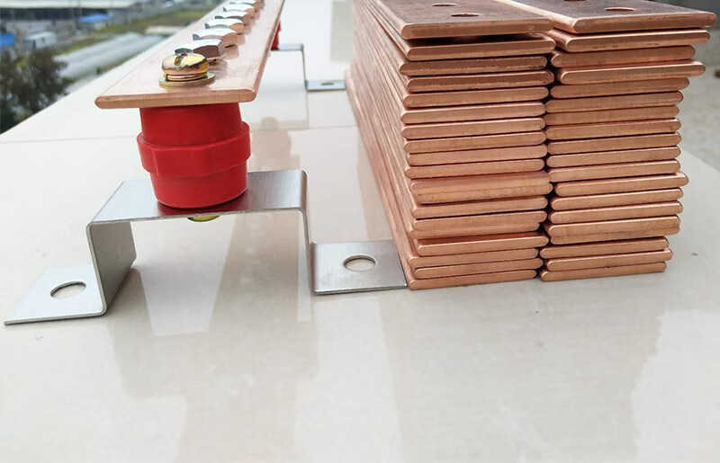 浩彪特接地铜排4x40机房防雷接地排紫铜排加工折弯穿孔机柜铜排接线