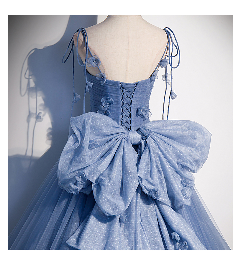 成人礼礼服女学生主持人晚礼服女高定高端感成人礼森系纱裙蓝色独唱