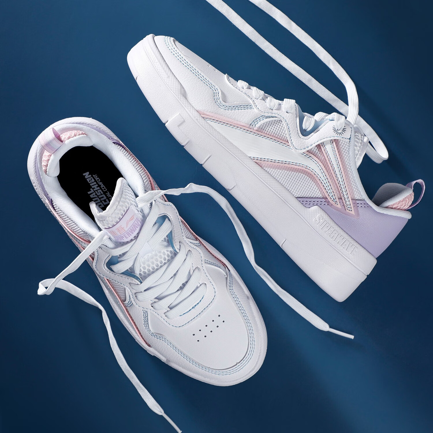 李宁女鞋运动鞋2022新品秋季惟吾lite舒适软弹经典休闲鞋 桃粉色/粉