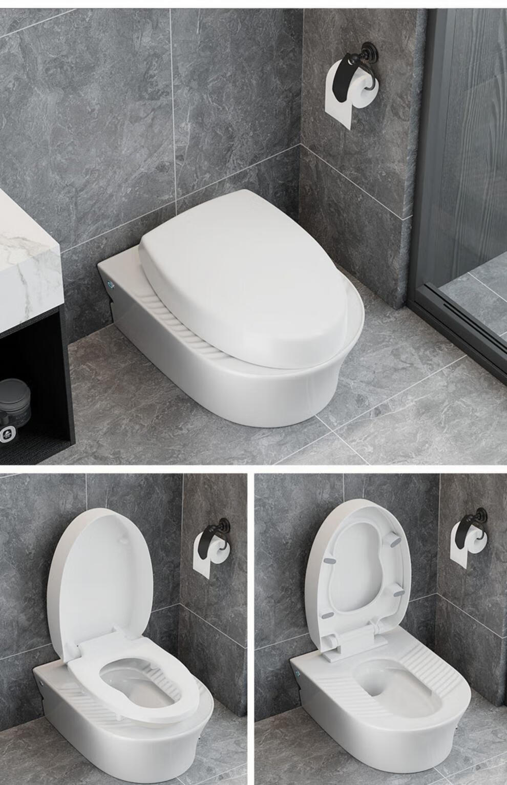 新型蹲坐两用马桶可蹲可坐座便器双用蹲坑防臭蹲便器小户型二合一