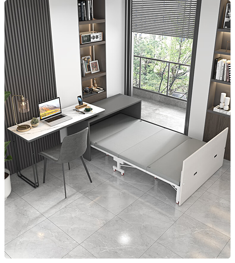 收缩床入柜式折叠床小户型家用款可收缩单人床四折隐形床带滑轮五金