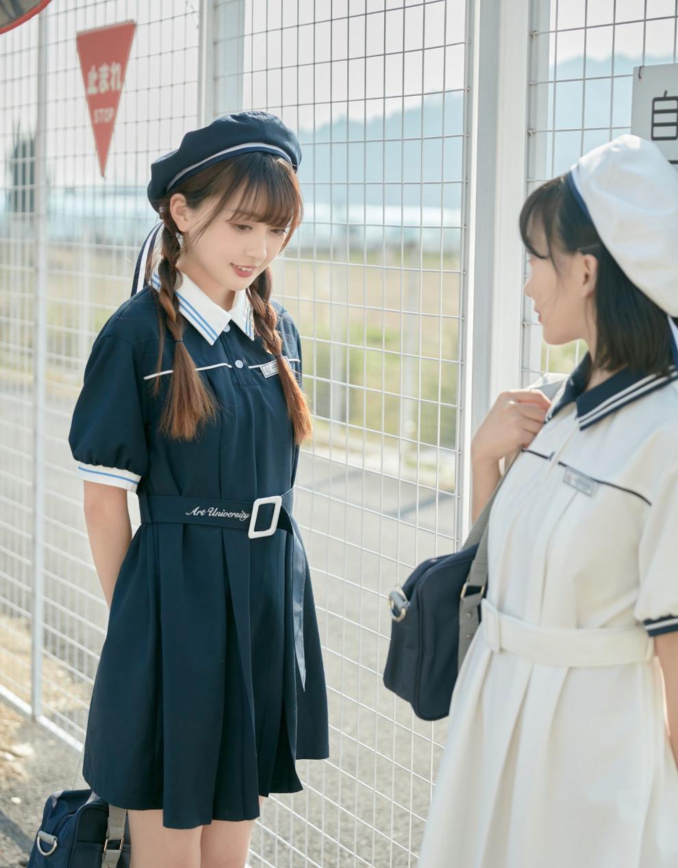 御茶家云泽高盛夏服连衣裙女长款原创jk制服夏套装学院风白色s