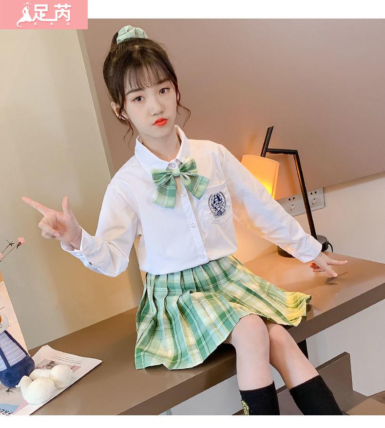 足芮秋装土曜日jk制服格裙正版1日系裙子中大童百褶裙套装 来樱时jk格