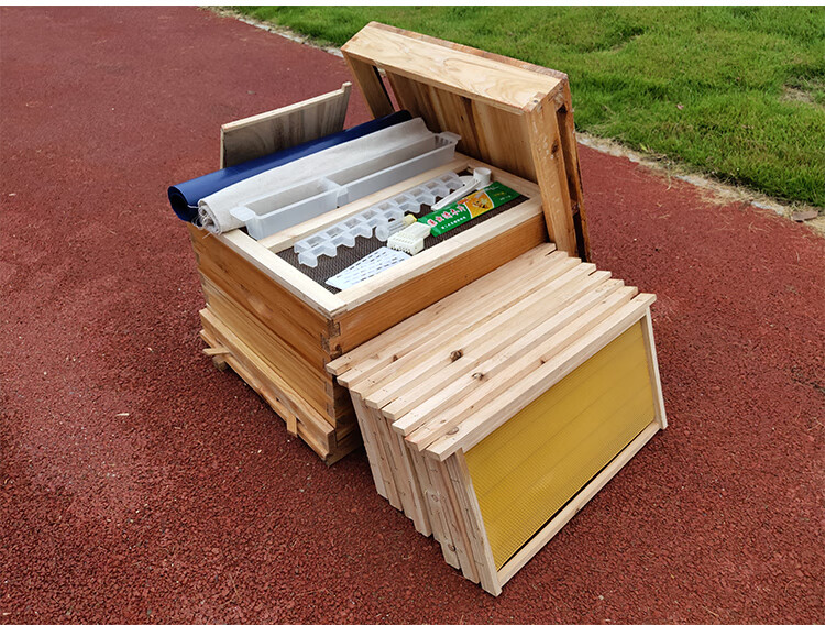 蜜蜂中蜂蜂箱全套带框巢础养蜂工具成品巢框专用杉木煮蜡平箱