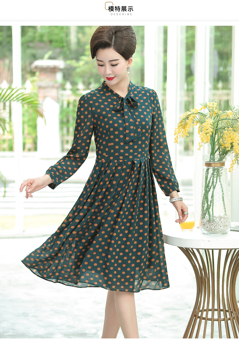 中老年女装春装长袖连衣裙405060岁新款中年妈妈装春秋季裙子中长款
