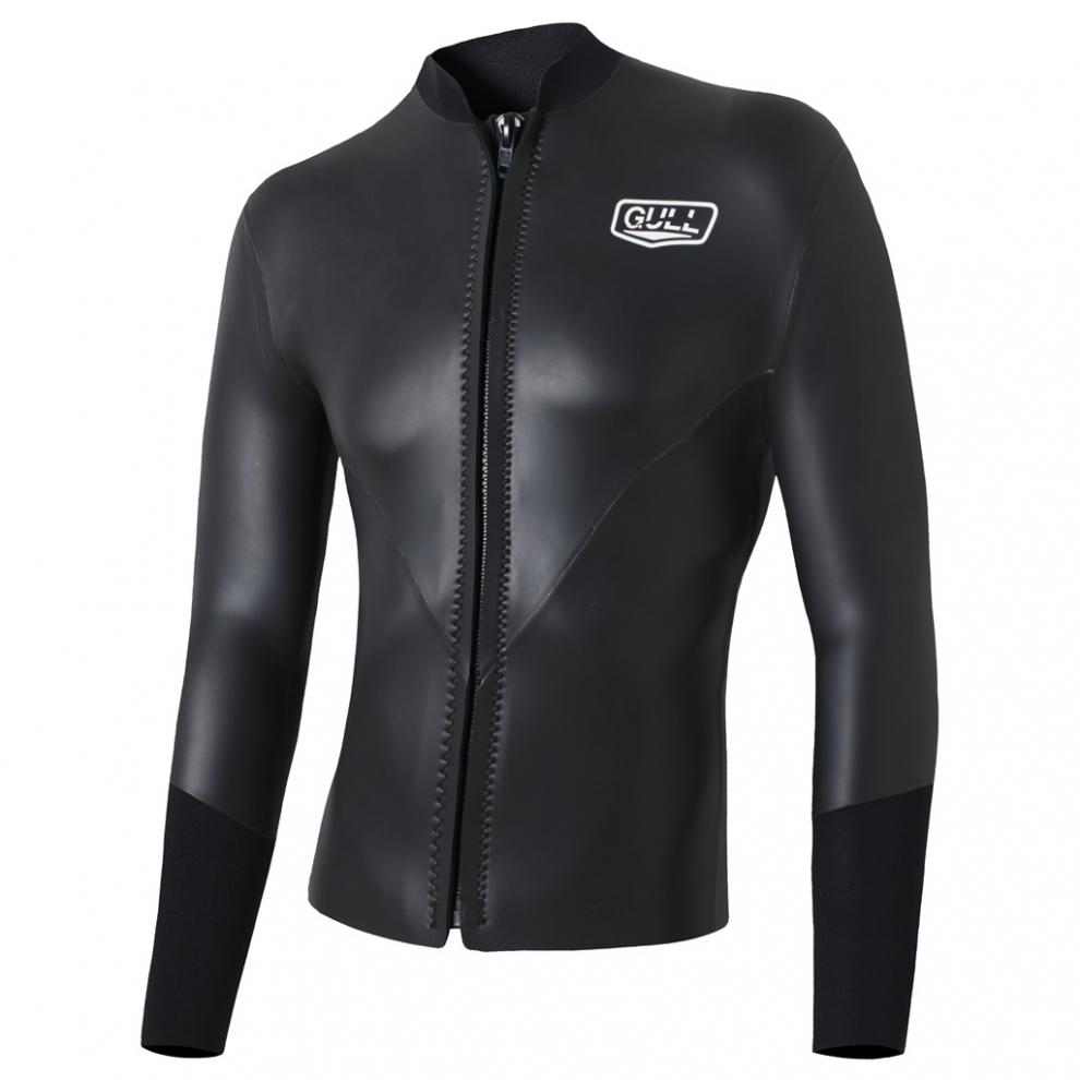 保暖潜水服盲缝拉链高弹水肺自由潜冲浪夹克潜水衣 3mm黑色光皮 s