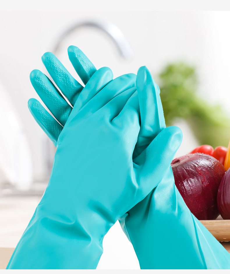 宜洁手套宜洁洗碗手套女厨房耐用型丁腈橡胶手套加厚防水家务用清洁洗