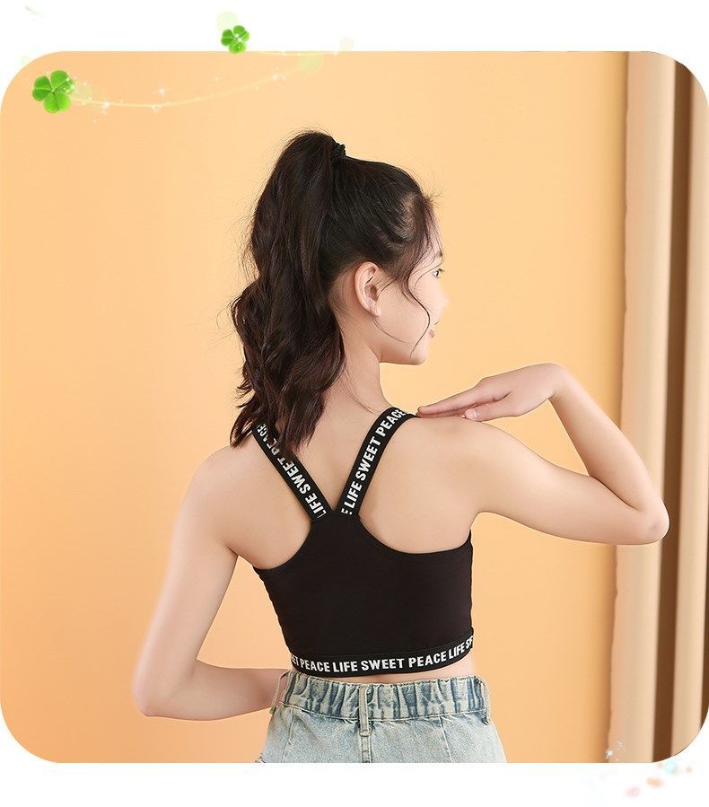 黛楼6-14岁小孩子穿的女童吊带背心小朋友吊带衫中大童短款上衣儿童