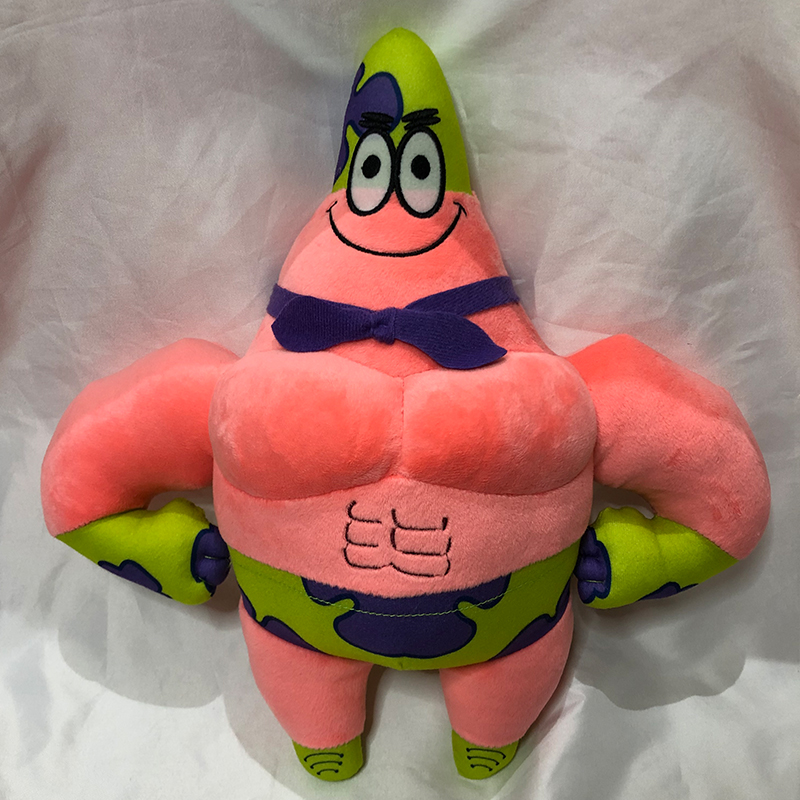 卡通派大星玩偶冰淇凌超人公仔男友力毛绒公仔粉红色海星肌肉男【图片