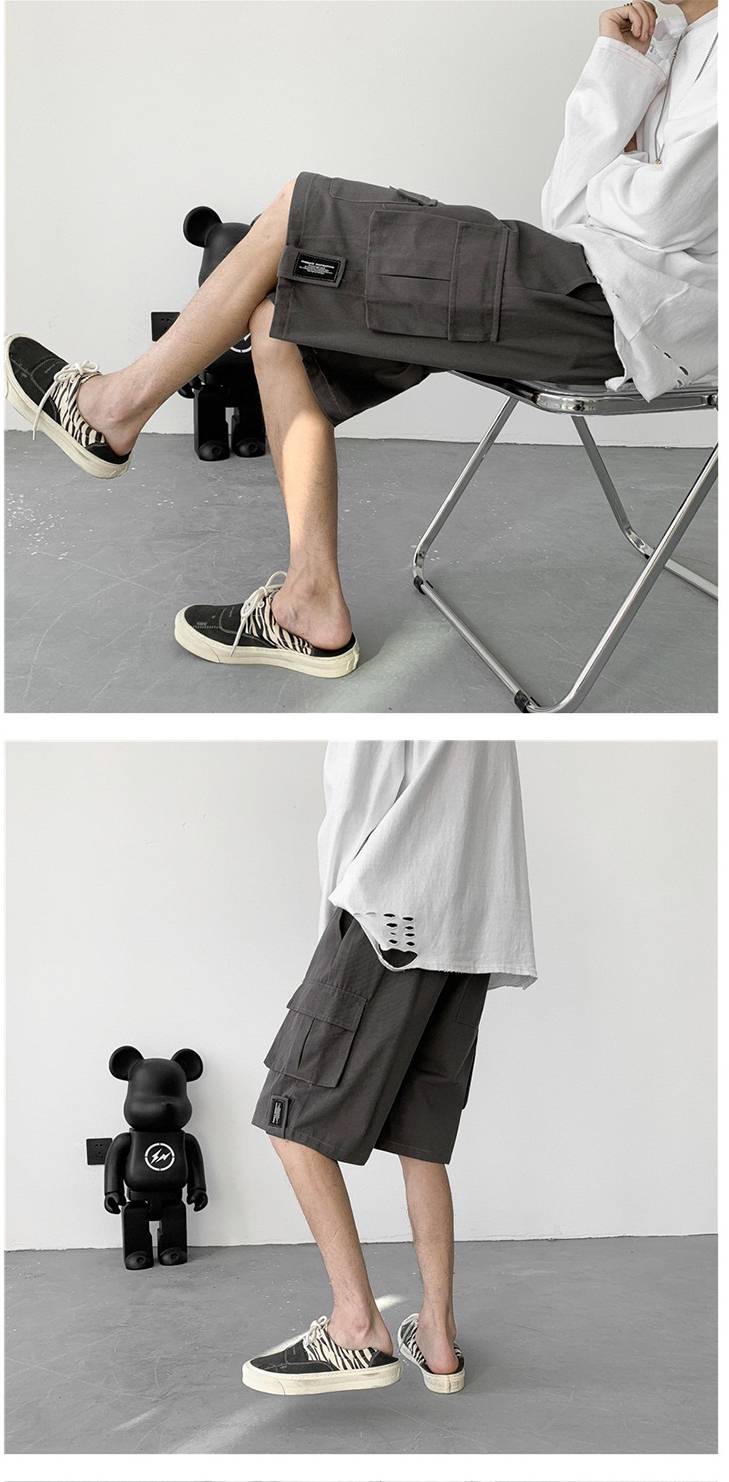 南极人机能风口袋工装短裤男宽松阔腿五分裤炸街百搭青少年运动男士