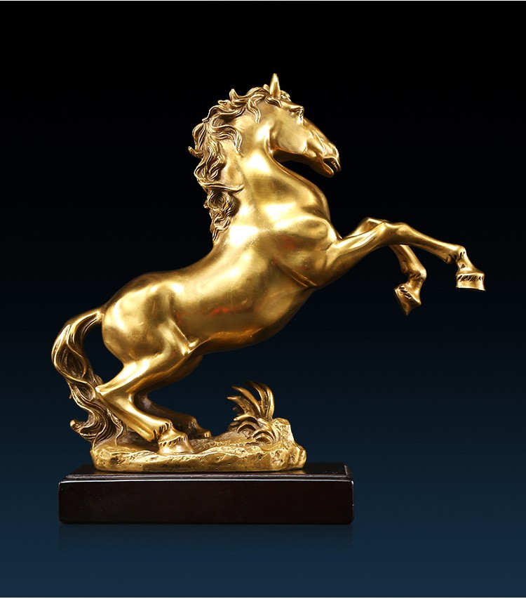 opdamyi 纯铜马摆件开业乔迁晋升送客户商务礼品黄铜马家居客厅公司