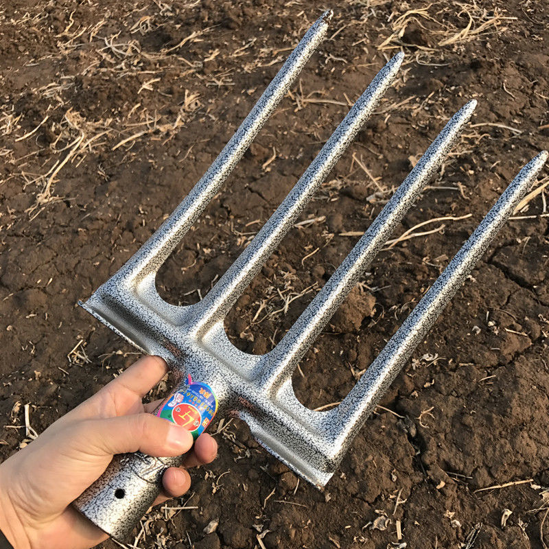 挖蒜大葱红薯花生工具开荒种菜松土神器泰隆齐加厚4齿翻地工具叉配t柄