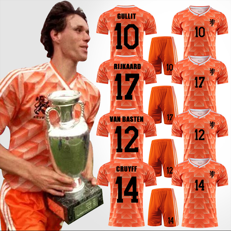 博著巴萨 1988荷兰队10号古特利球衣14号克鲁伊夫复古足球服套装男女