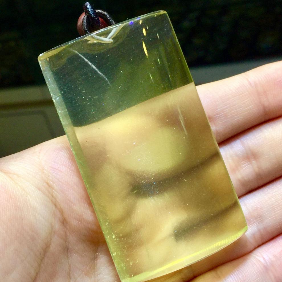 淑妃雅黄水晶无事黄水晶无事牌裸石吊坠三十三号