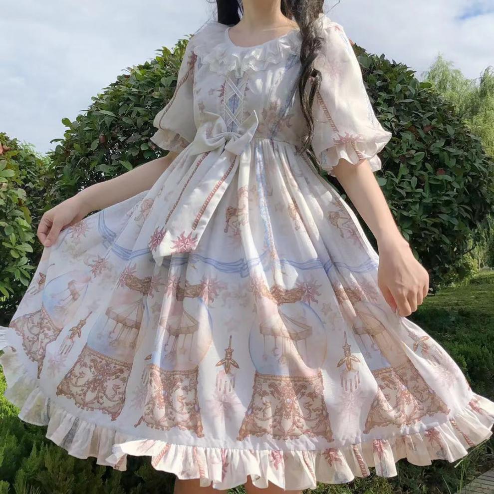 京享好物洛丽塔全款现货裙子玻璃乐园oplolita少女学院风连衣裙玻璃