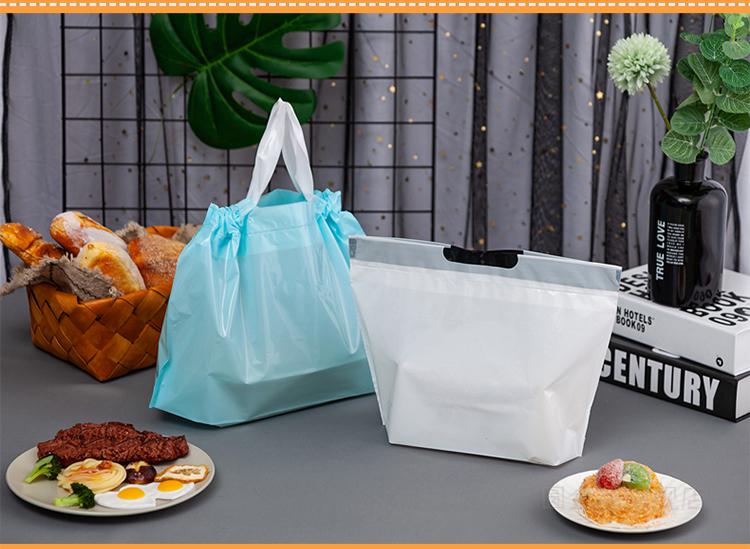 外卖打包袋抽绳外卖食品沙拉束口抽绳打包塑料袋服装店购物衣服手提