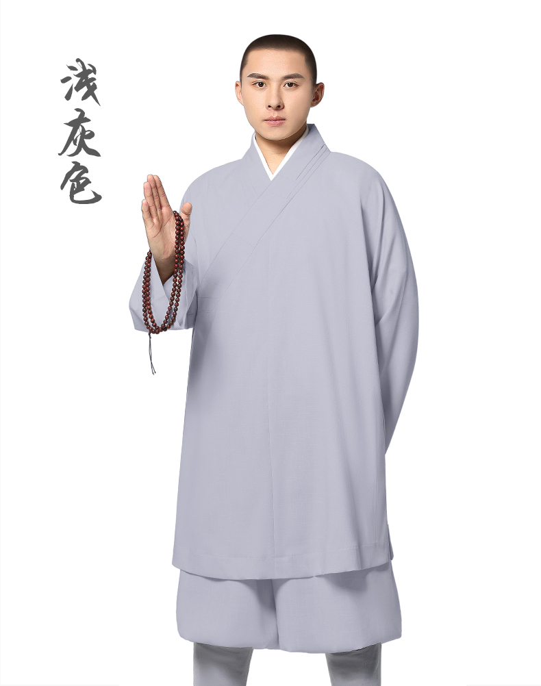 尚远夏季冰丝僧服短褂罗汉褂套装僧衣僧装长褂和尚服男佛教服饰咖啡色
