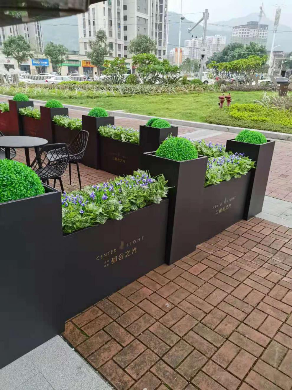 铁艺不锈钢花箱现代户外花槽售楼部花坛酒店商场广场外摆绿植花盆 80*