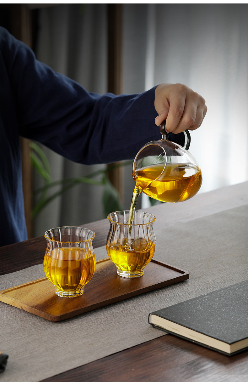茶道闻香杯玻璃主人杯单杯女士花朵喝功夫茶个人茶杯单个宋壶2只水仙
