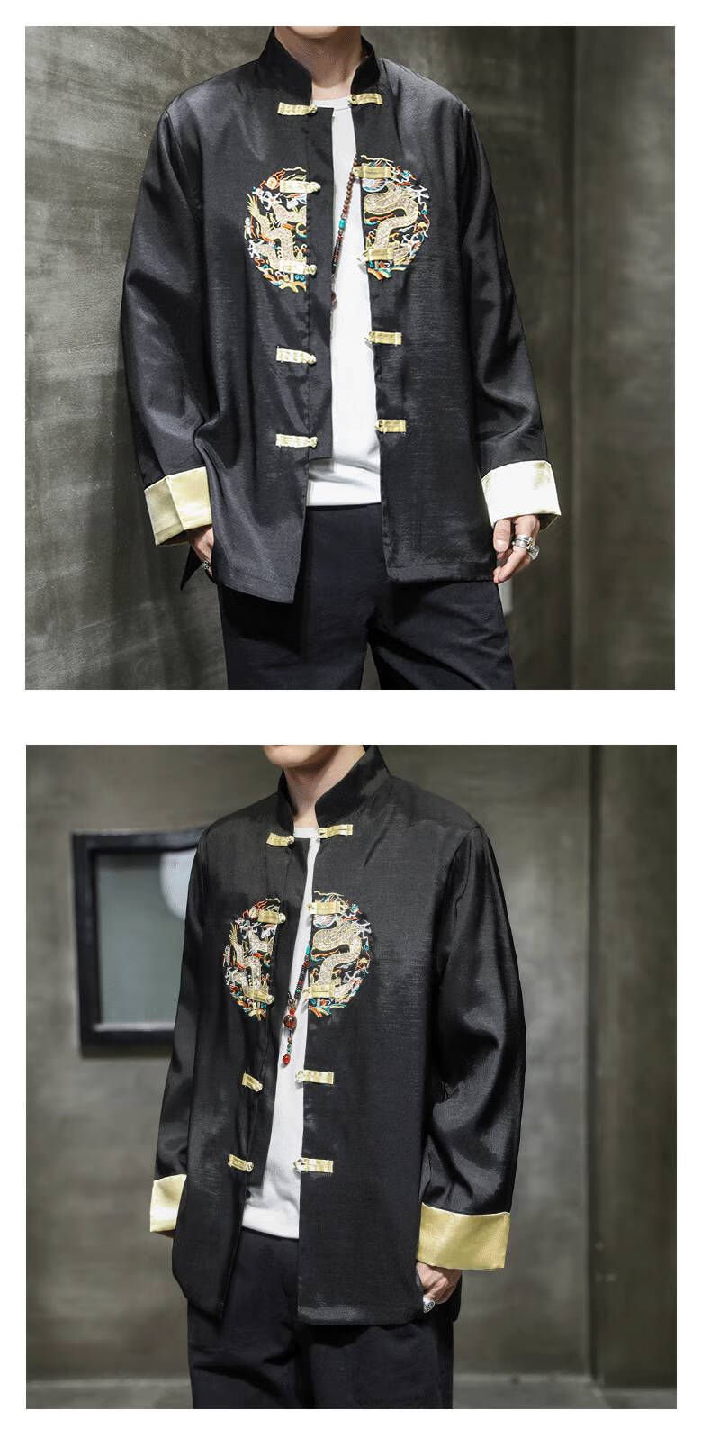啄木鸟夹克唐装男青年刺绣大码外套秋季民族风男装潮流居士服男士男式