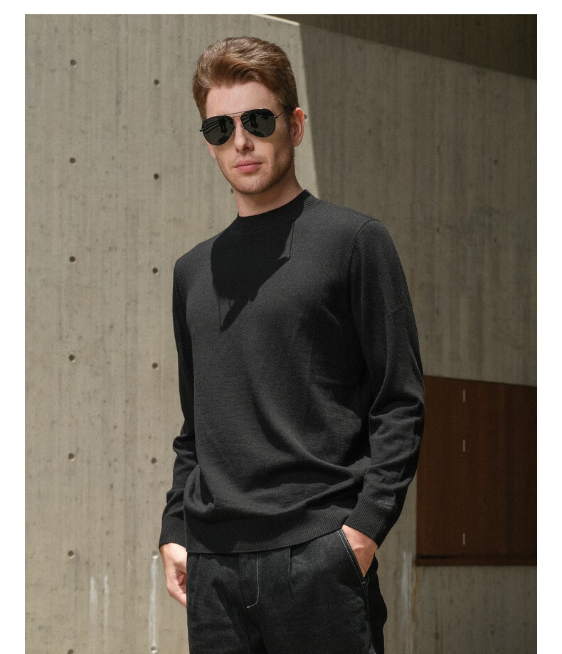 K-Boxing [100% Wool] Autumn And Winter Base Layer Wool Sweater | NYYE3530, Black Carp, 180/XL 8