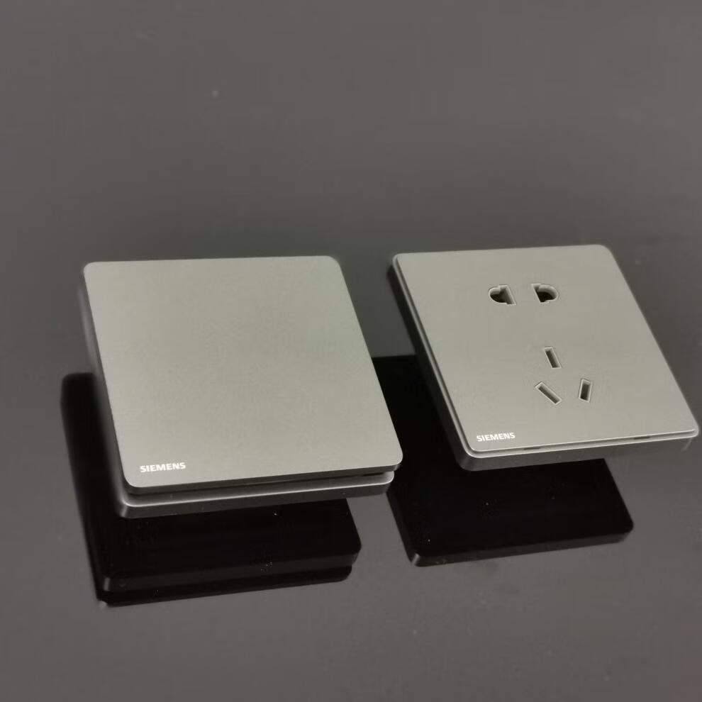 西门子开关睿致烟金灰开关插座面板五孔一单联双控16a空调电视电脑usb