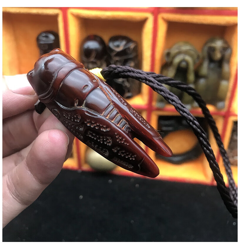 手玩牛角金蝉手把件挂件摆件天然文玩仿古角雕精雕刻男士随身