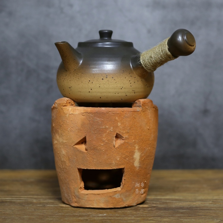老式红泥小火炉 潮乡茶房 红泥小火炉砂铫侧把壶 老式潮汕功夫茶炉