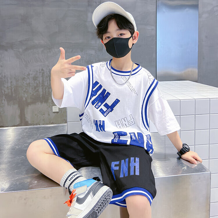皮尔卡丹轻奢品牌男童夏季篮球服速干衣运动儿童夏装2022新款男孩球衣