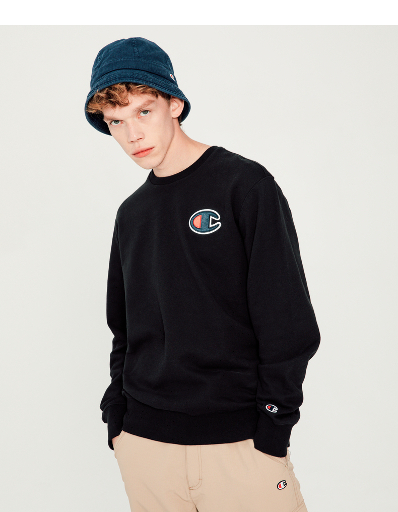 champion2022冠军卫衣新款印花圆领情侣红色黑色卫衣男女潮牌白色m