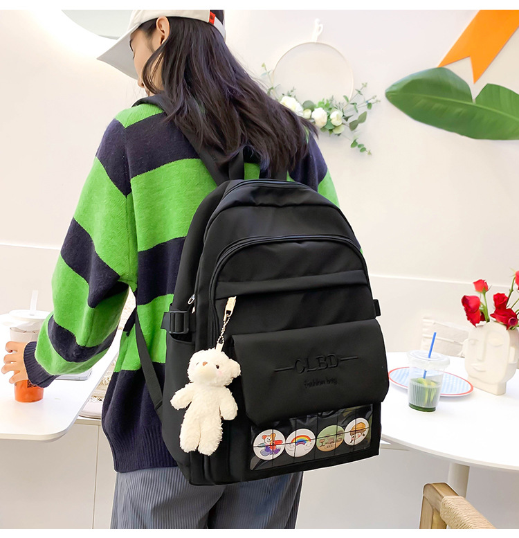 初中生书包女ins风韩版原宿ulzzang高中生中学生校园大容量双肩包蓝色