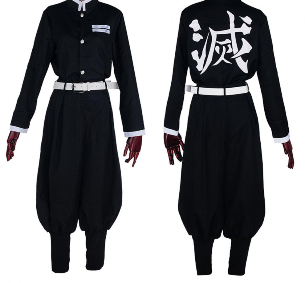 现货 鬼灭之刃cos 我妻善逸cos服拍拍男装 鬼杀队服 假发 均码