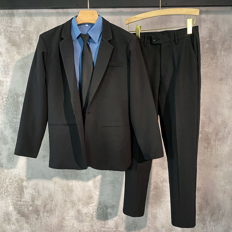 黑色西装 白衬衫 黑裤子 三件套 西装s 衬衫s 裤子27码【图片