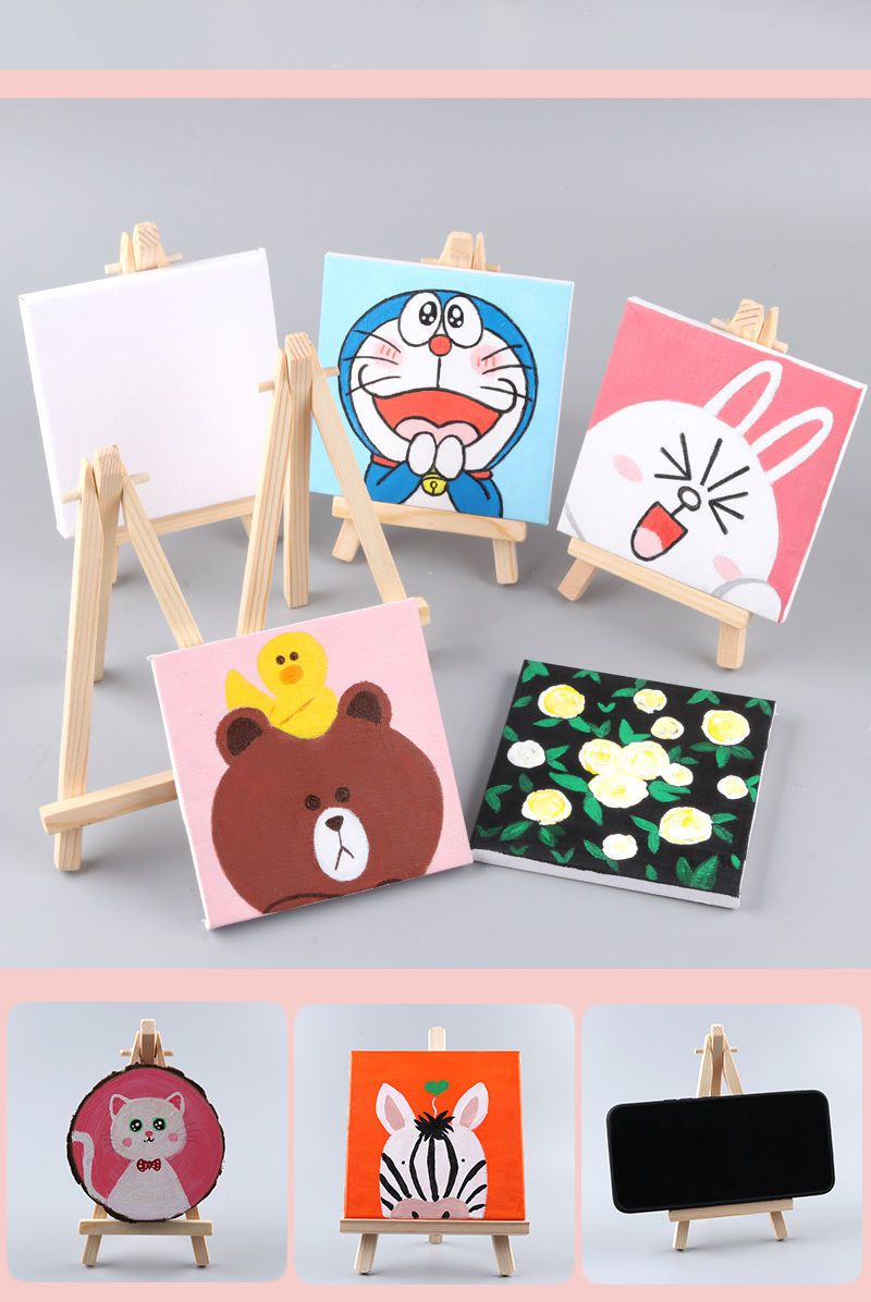 创意风迷你画板小红书热推学生diy手工画布桌面摆件绘画画架3个画板10