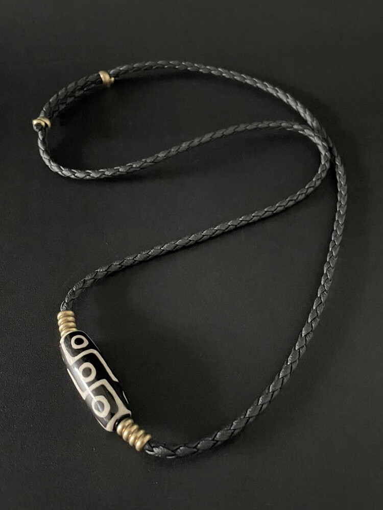 双盈喜天珠项链横穿男锁骨链小众潮嘻哈夏季日韩男友男士复古吊坠配饰