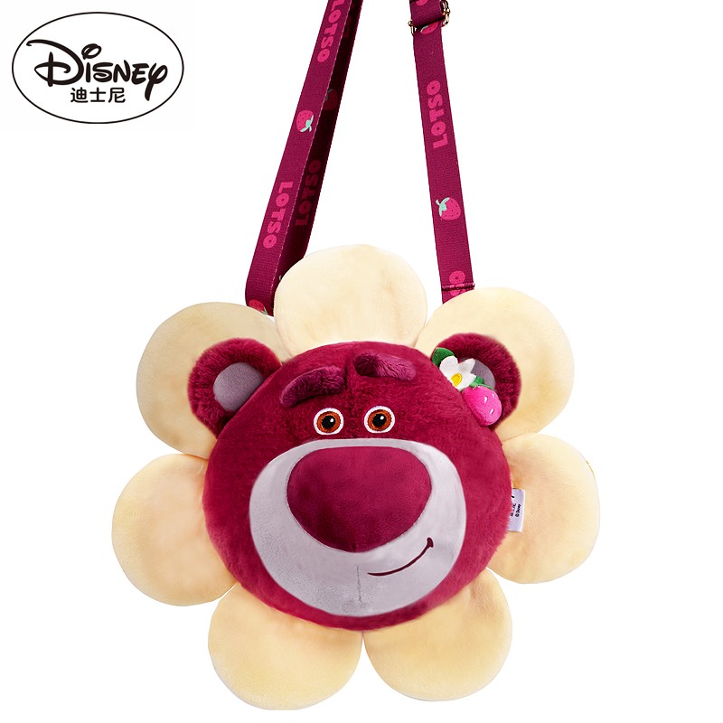 Φ迪士尼disney官方正版新款草莓熊单肩包毛绒包噗噗手提包史迪奇斜挎