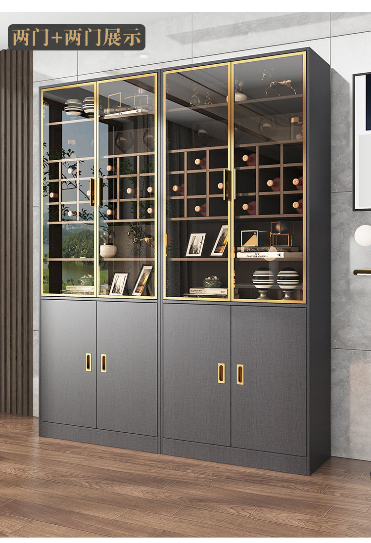 玻璃小酒柜2022年新款家用小型餐边柜餐厅 两门酒柜(包安装)【图片