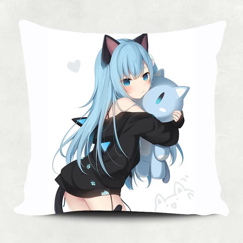 花仟陌猫羽雫抱枕可爱二次元美女猫耳萝莉卡哇伊甘城卡通萌娘礼品可