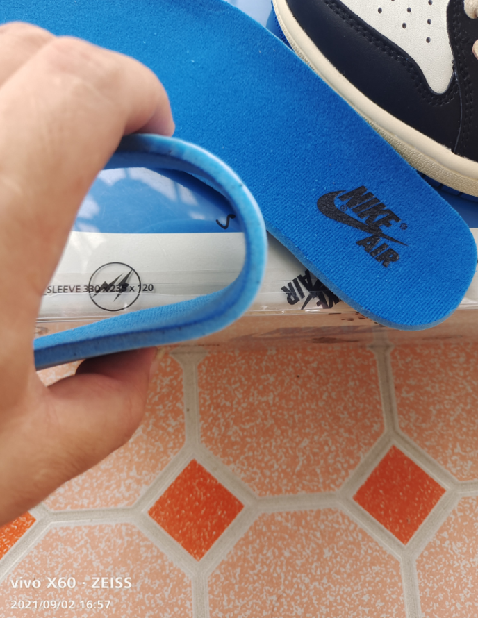 aj1鞋垫原装闪电倒钩藤原浩三方联名蓝色高低帮板鞋空军 蓝色 42