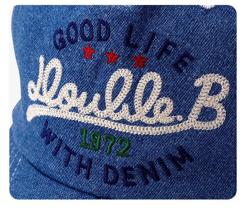 mikihousedoubleb2022新款儿童帽子帅气丹宁材质棒球帽靛蓝色s4850